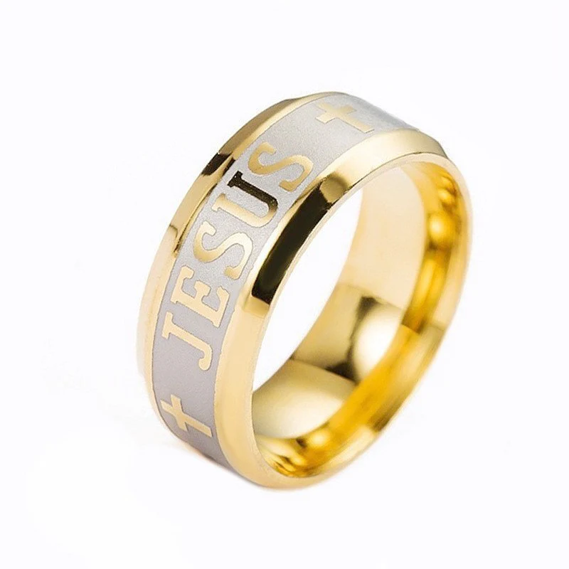 Jesus Cross Titanium Steel Ring Amen Artisan - Image 7