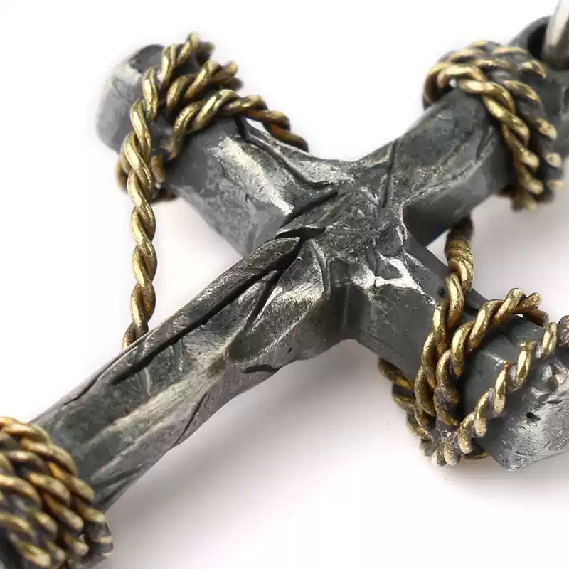 925 Sterling Silver Cracked Cross Pendant Necklace - Image 6